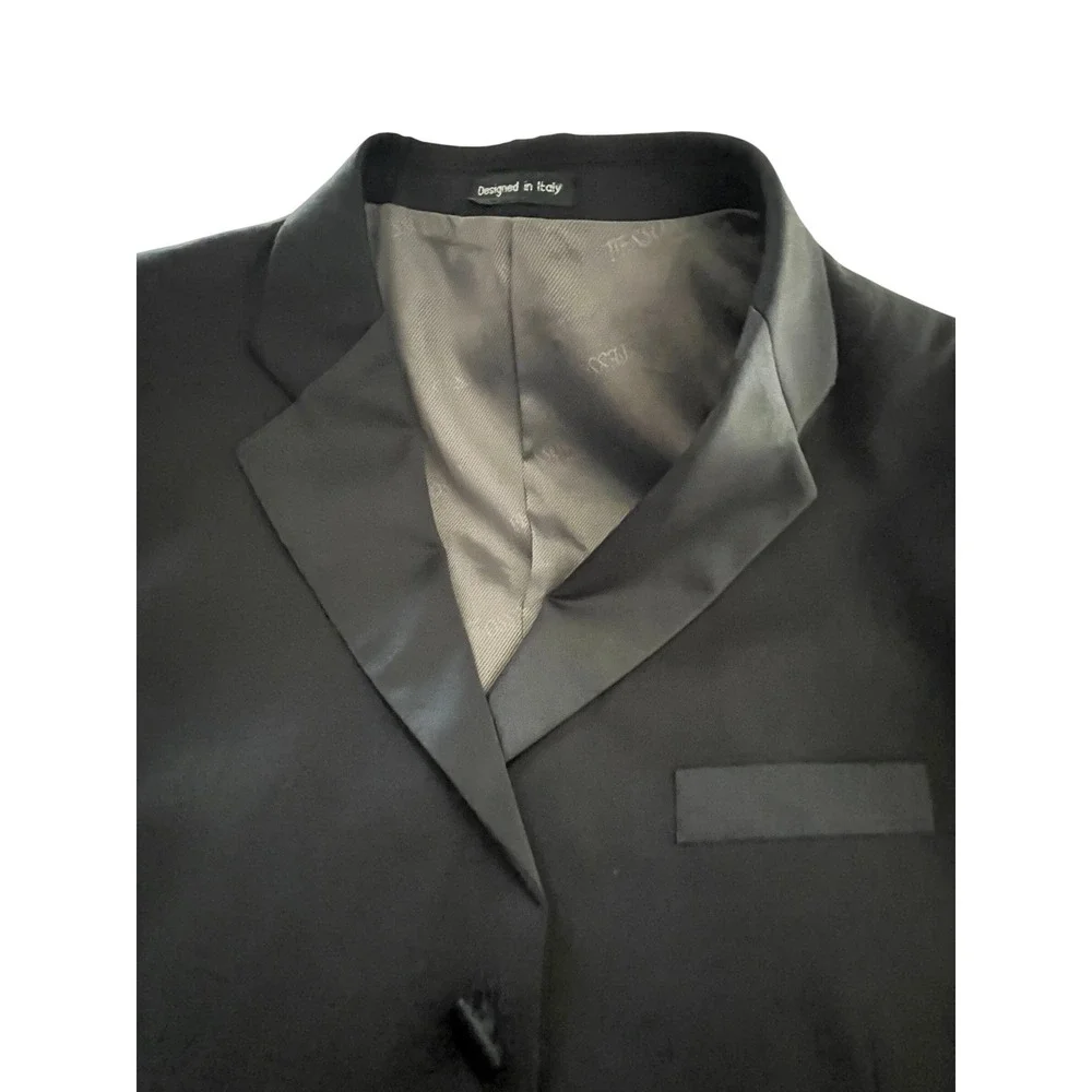 Tessori Uomo Mens 42S Black 100% Wool‎ Tuxedo Blazer Tailored In Italy Luxury